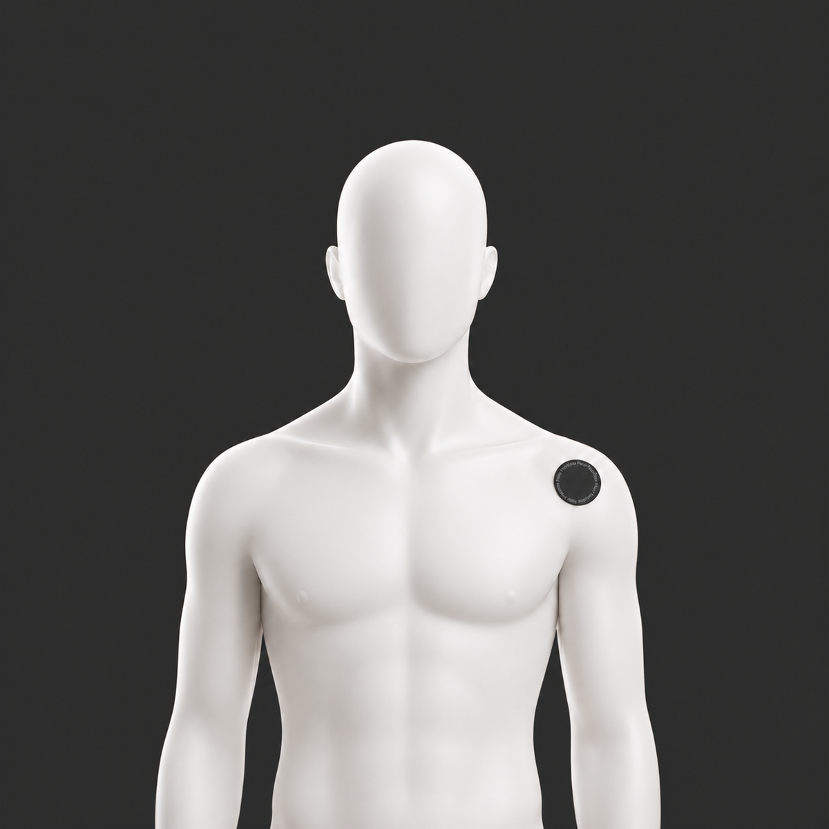 Illustrated human figure with a black patch on the shoulder